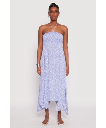 Floral Double Slit Halter Dress