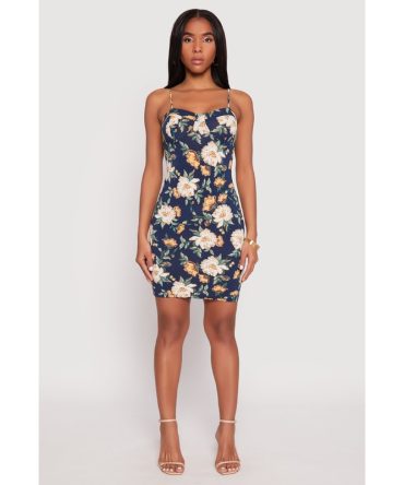 Floral Print Bustier Cami Dress