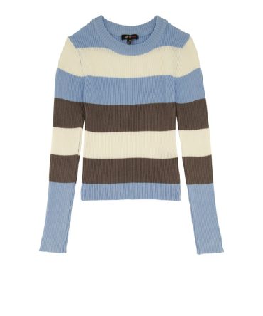 Girls Ribbed Knit Striped Pullover Sweater