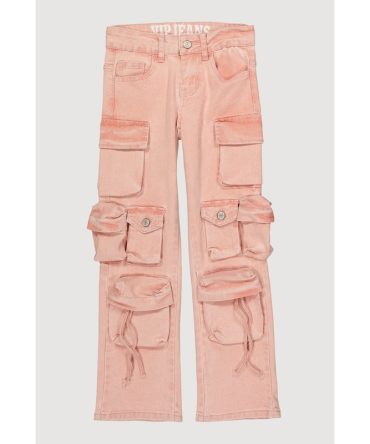 Girls VIP Mineral Wash Multi Pocket Cargo Jeans