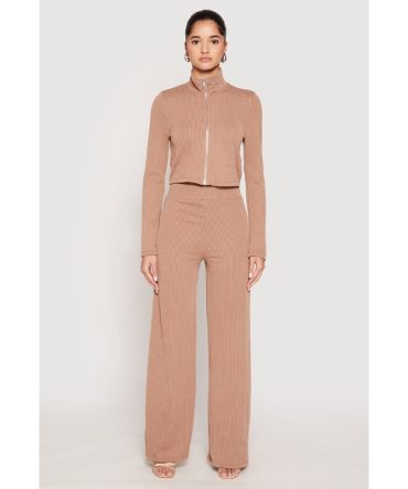 Iris Ribbed Knit Wide Leg Pants