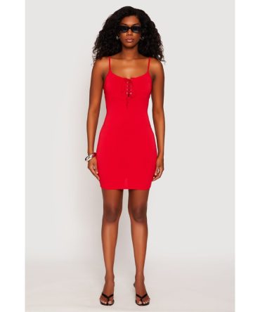 Lace Up Mini Cami Dress