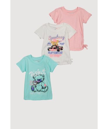 Little Girls Bear Graphic Tees 3 Pack