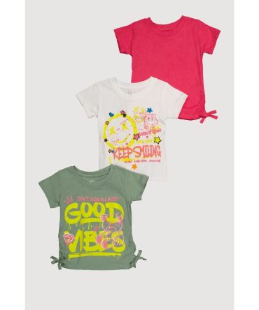 Little Girls Good Vibes Graffiti Graphic Tees 3 Pack