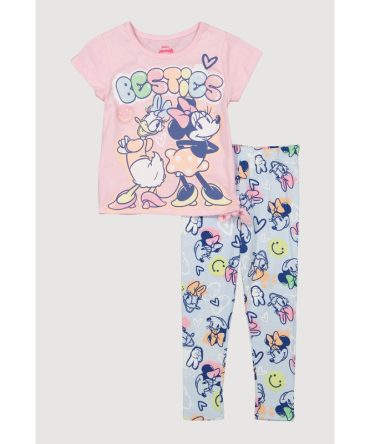 Little Girls Minnie and Daisy Glitter Graphic Top and Leggings