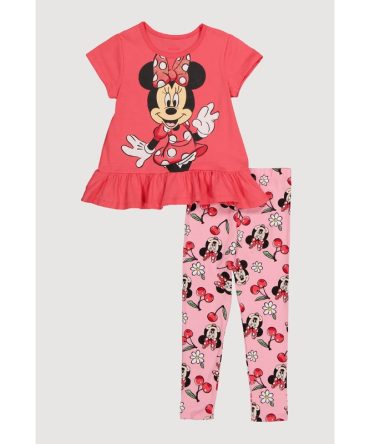 Little Girls Minnie Mouse Graphic Tee and Cherry Leggings