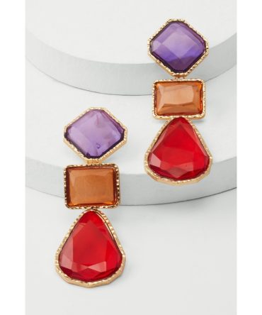 Multi Gemstone Drop Earrings