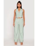 Faux Leather High Waist Cargo Pants