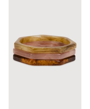 Plus Size Marbled Resin Bangle Trio