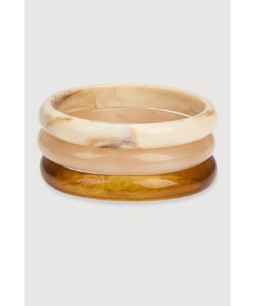 Plus Size Marbled Square Resin Bangle Trio