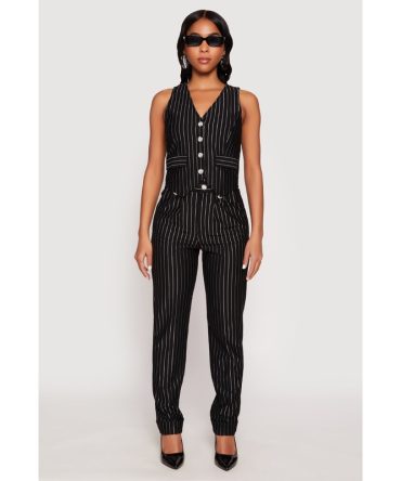 Ponte Pinstripe Fixed Cuff Dress Pants
