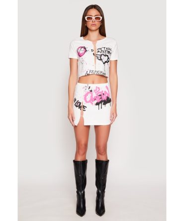 Queen Love Safety Pin Mini Skirt