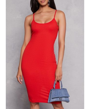 Ribbed Knit Cami Midi Dress
