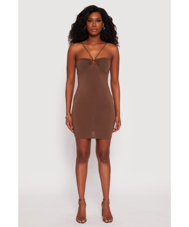 Ruched O Ring Mini Dress