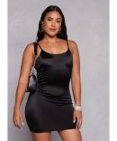 Satin Slit Front Faux Wrap Maxi Dress
