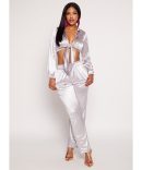 Satin Zip Cargo Pants