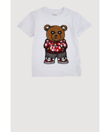 Toddler Boys Chenille Bear Graphic T Shirt