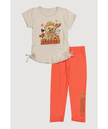 Toddler Girls Glitter Blessed Graphic Top and Leggings