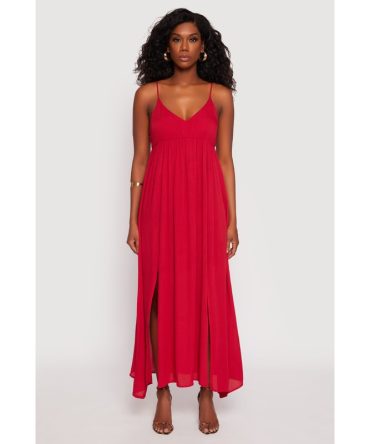 V Neck Double Slit Maxi Dress