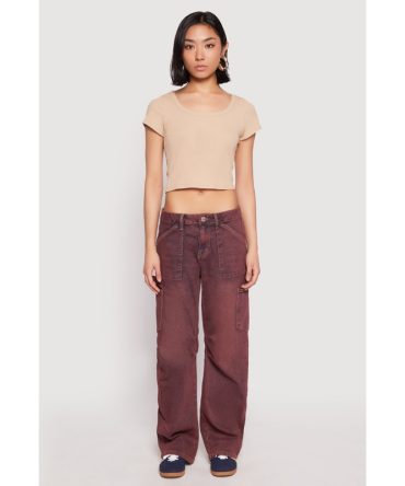 Almost Famous Mineral Wash Cargo Barrel Jeans