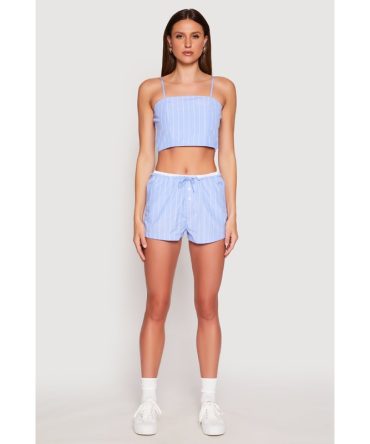 Almost Famous Pinstripe Contrast Waistband Shorts