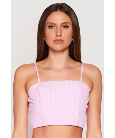 Almost Famous Pinstripe Poplin Smocked Back Cami