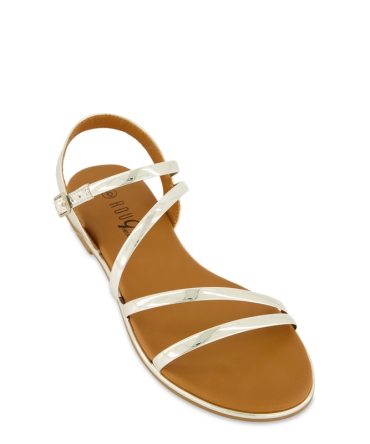 Asymmetrical Metallic Strappy Sandals