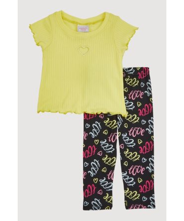 Baby Girls 12-24M Heart Keyhole Tee and Printed Leggings