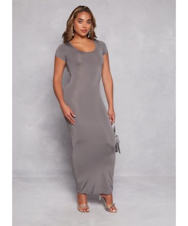 Basic Scoop Neck Short Sleeve Maxi Dress