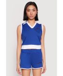 Girls Linen Color Blocked Pinstripe Shirt Dress