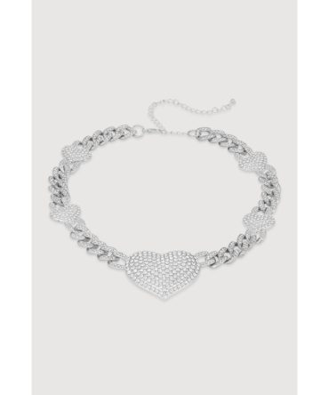 Cubic Zirconia Pave Heart Chain Necklace