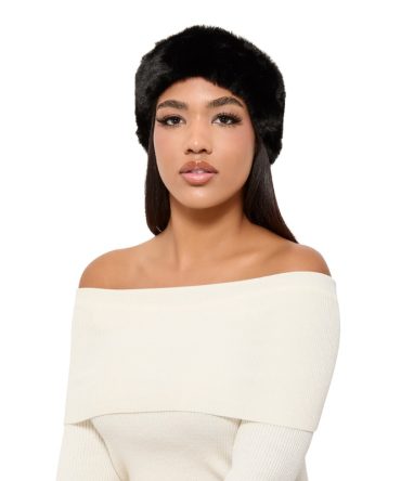 Faux Fur Elastic Back Head Wrap