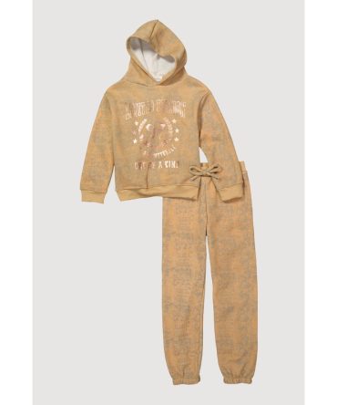 Girls Acid Wash Limited Edition Foil Screen Sweatshirt and Sweatpants