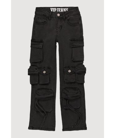 Girls VIP Multi Pocket Wide Leg Cargo Jeans