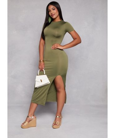 High Neck T Shirt Maxi Dress