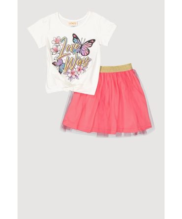 Little Girls Love Wins Butterfly Tee and Tutu Skirt