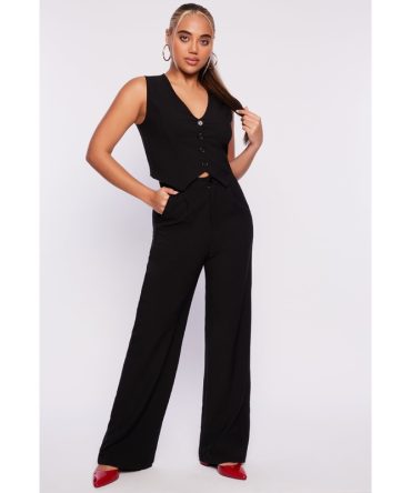 Pleated High Waisted Wide Leg Pants