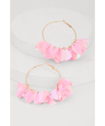 Sequin Petal Hoop Earrings