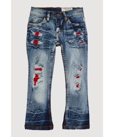Toddler Boys Patch and Repair Distressed Slim Jeans