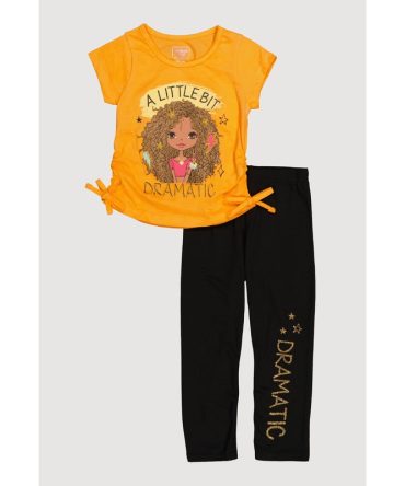Toddler Girls A Little Bit Dramatic Glitter Graphic Top and Leggings