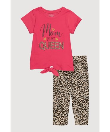 Toddler Girls Mom Is My Queen Graphic Tee and Leggings