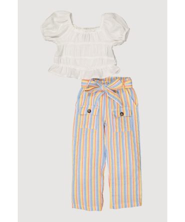 Toddler Girls Smocked Top and Striped Pants
