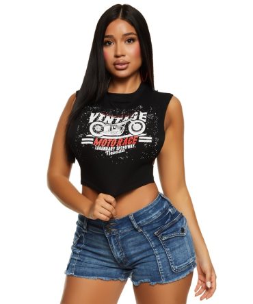 Vintage Motorace Cropped Muscle Tee