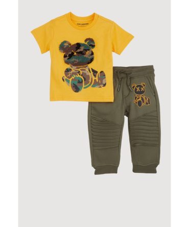 Baby Boys 12-24M Camo Bear Graphic Tee and Moto Joggers