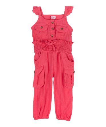Baby Girls 12-24M Gauze Knit Smocked Waist Jumpsuit