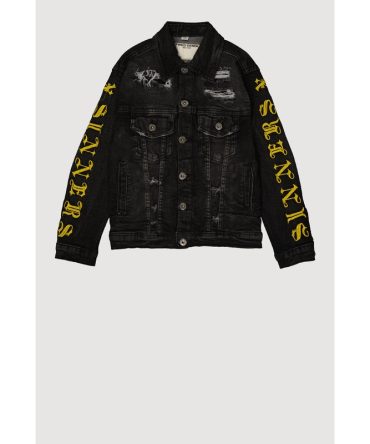 Boys Sinners X Saints Distressed Denim Jacket