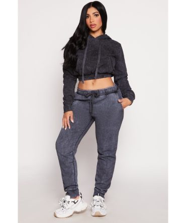 Fleece Acid Wash Drawstring Joggers