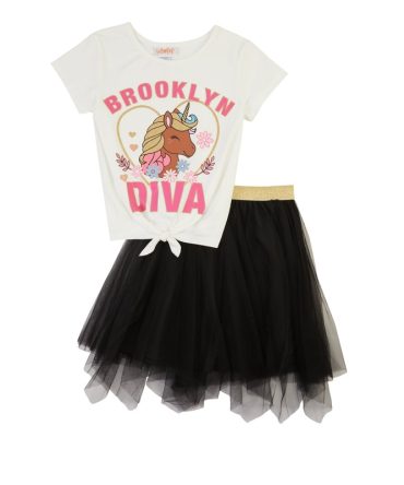 Girls Brooklyn Diva Graphic Tee and Tutu Skirt