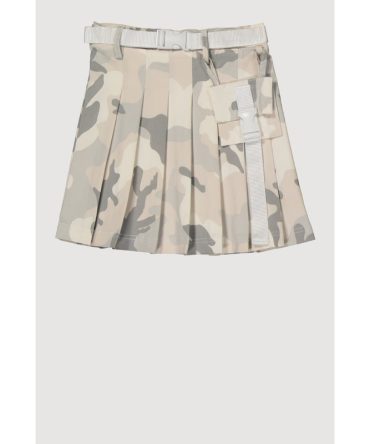 Girls Hyperstretch Belted Camo Pleated Skirt