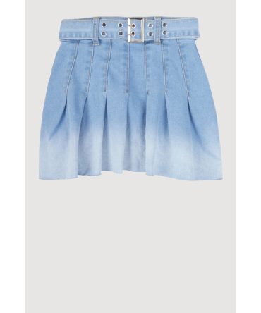 Girls Ombre Denim Pleated Skirt